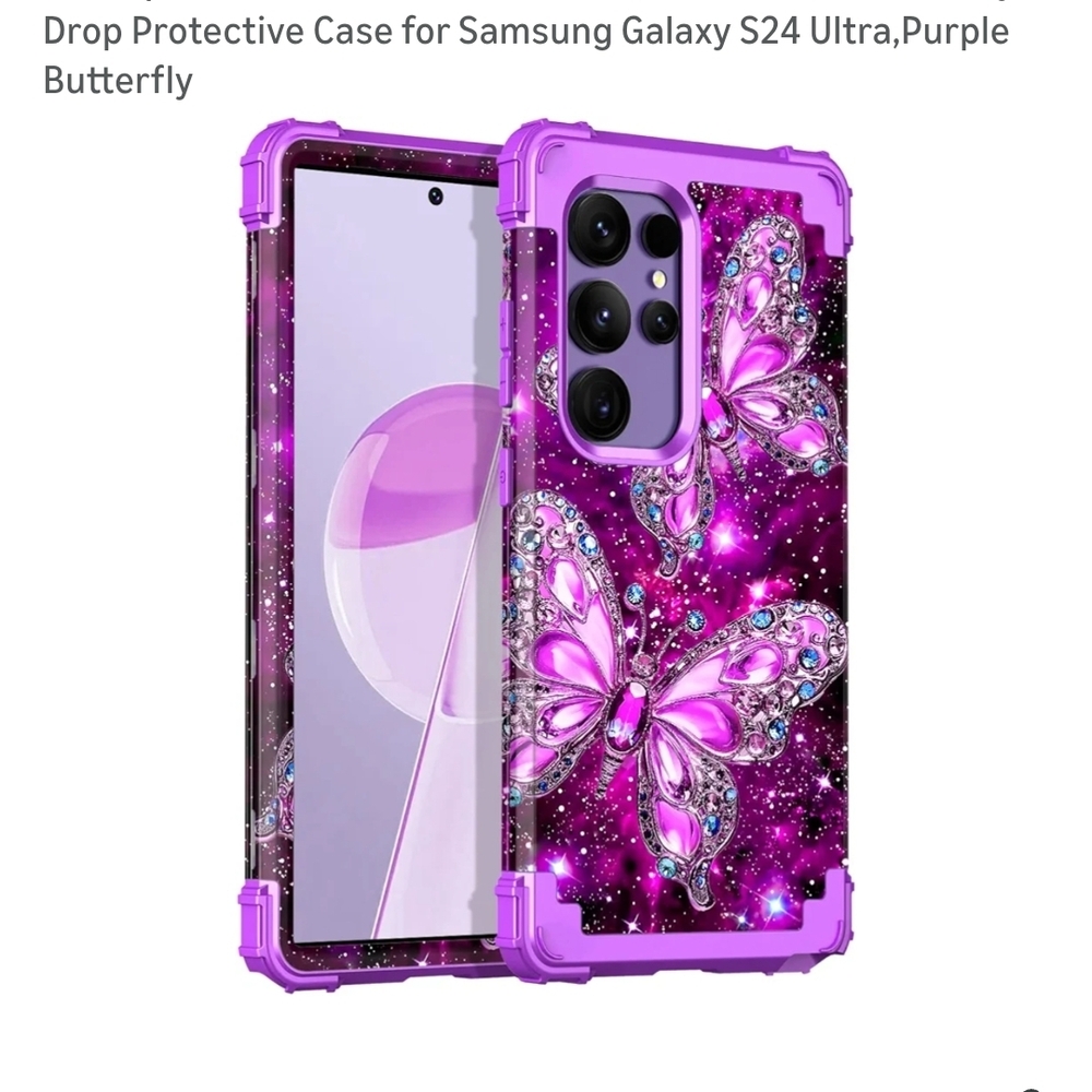Purple Butterfly Protective Case for Samsung Galaxy S24 Ultra